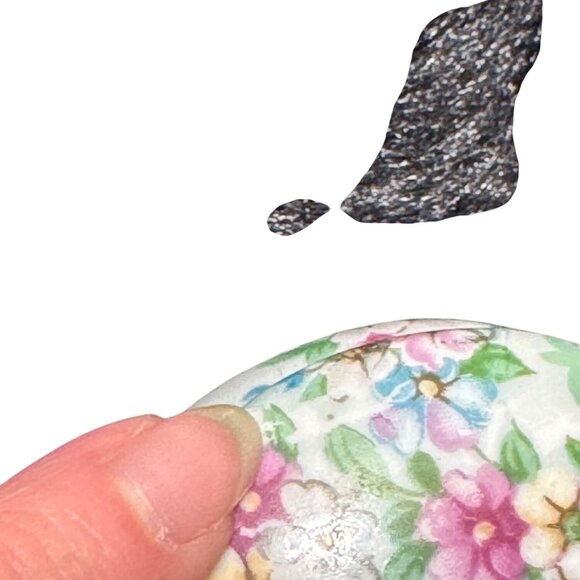 Vintage Floral Porcelain Jewelry Trinket Box With Lid & Gold Accents - Picture 2 of 5